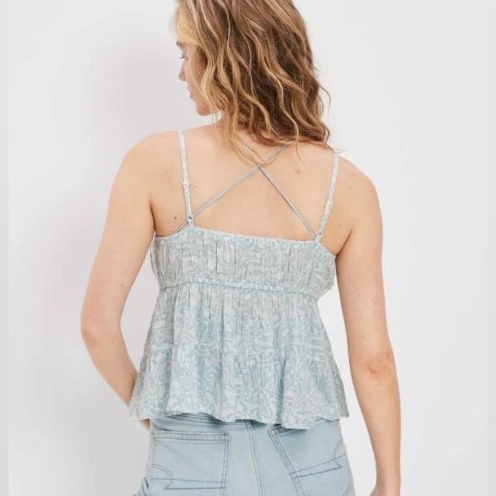 American Eagle Women’s Tie Front Cami Peplum Tank Size XL - Picture 3 of 11